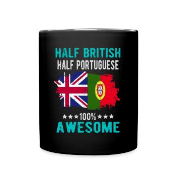 Moitié britannique moitié portugais - Mug uni - noir - Devant
