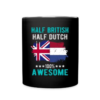 Halb Brite Halb Niederländer - Tasse einfarbig - Schwarz - Vorne