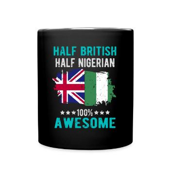 Half British Half Nigerian - Full Colour Mug - black - Front