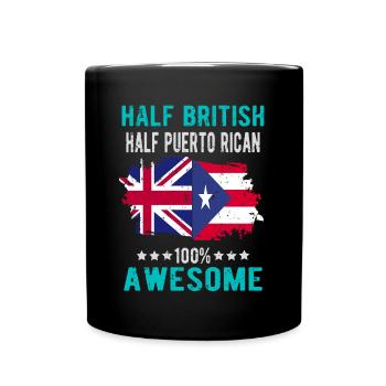 Moitié britannique moitié portoricain - Mug uni - noir - Devant