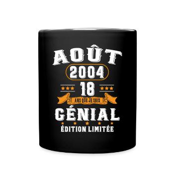 18 Ans Anniversaire Vintage Né(e) en Août 2004 - Mug uni - noir - Devant