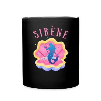 sirène coquillage perle - Mug uni - noir - Devant