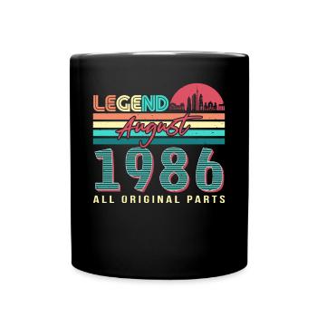 Baujahr 1986 Im August - Tasse einfarbig - Schwarz - Vorne