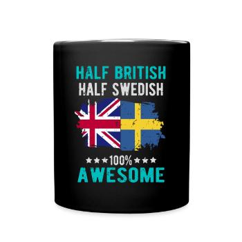 Halb Brite Halb Schwede - Tasse einfarbig - Schwarz - Vorne
