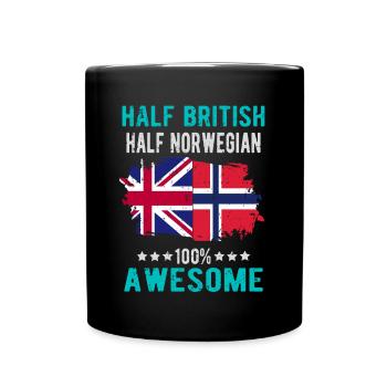 Half British Half Norwegian - Full Colour Mug - black - Front
