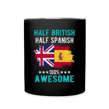 Halb Brite Halb Spanier - Tasse einfarbig - Schwarz - Vorne