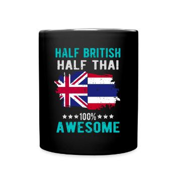 Half British Half Thai - Full Colour Mug - black - Front