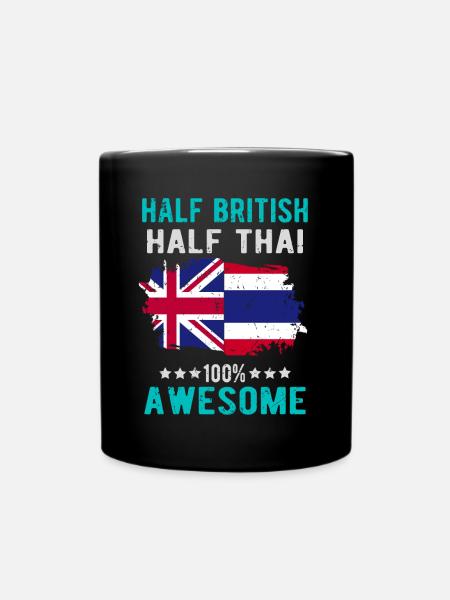 Halb Brite Halb Thailänder - Tasse einfarbig - Schwarz