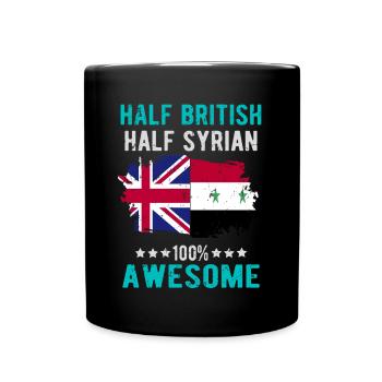Half British Half Syrian - Full Colour Mug - black - Front