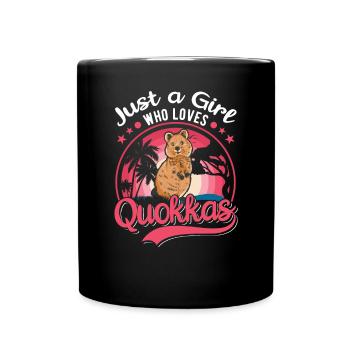 Quokka Girl Short-tailed Kangaroo - Full Colour Mug - black - Front