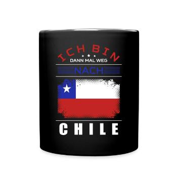 Ich Bin Dann Mal Weg Nach Chile Fahne Urlaub - Tasse einfarbig - Schwarz - Vorne