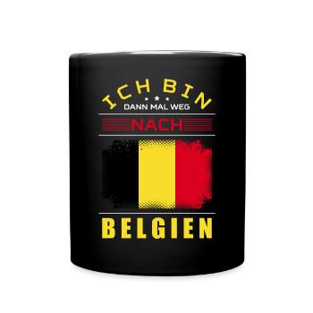 Ich Bin Dann Mal Weg Nach Belgien Fahne Urlaub - Tasse einfarbig - Schwarz - Vorne