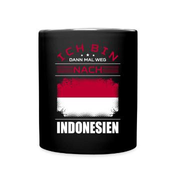 Ich Bin Dann Mal Weg Nach Indonesien Fahne Urlaub - Tasse einfarbig - Schwarz - Vorne
