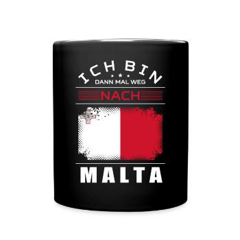 Ich Bin Dann Mal Weg Nach Malta Fahne Urlaub - Tasse einfarbig - Schwarz - Vorne