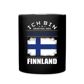 Ich Bin Dann Mal Weg Nach Finnland Fahne Urlaub - Tasse einfarbig - Schwarz - Vorne
