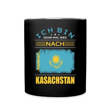 Ich Bin Dann Mal Weg Nach Kasachstan Fahne Urlaub - Tasse einfarbig - Schwarz - Vorne