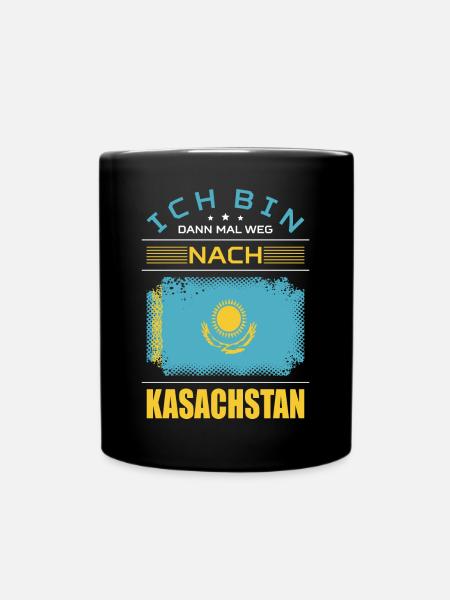Ich Bin Dann Mal Weg Nach Kasachstan Fahne Urlaub - Tasse einfarbig - Schwarz
