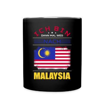 Ich Bin Dann Mal Weg Nach Malaysia Fahne Urlaub - Tasse einfarbig - Schwarz - Vorne