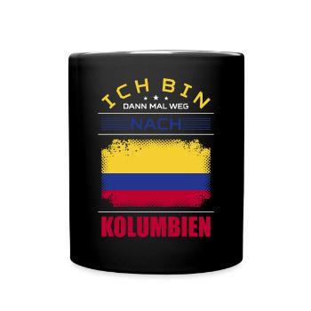 Ich Bin Dann Mal Weg Nach Kolumbien Fahne Urlaub - Tasse einfarbig - Schwarz - Vorne