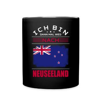 Ich Bin Dann Mal Weg Nach Neuseeland Fahne Urlaub - Tasse einfarbig - Schwarz - Vorne