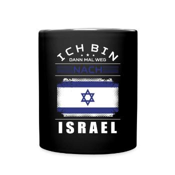 Ich Bin Dann Mal Weg Nach Israel Fahne Urlaub - Tasse einfarbig - Schwarz - Vorne