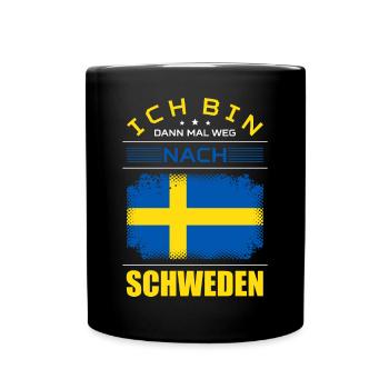 Ich Bin Dann Mal Weg Nach Schweden Fahne Urlaub - Tasse einfarbig - Schwarz - Vorne