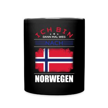 Ich Bin Dann Mal Weg Nach Norwegen Fahne Urlaub - Tasse einfarbig - Schwarz - Vorne