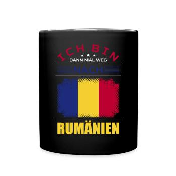 Ich Bin Dann Mal Weg Nach Rumänien Fahne Urlaub - Tasse einfarbig - Schwarz - Vorne