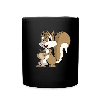 Süßes Cartoon Eichhörnchen - Tasse einfarbig - Schwarz - Vorne