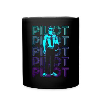 Pilot Luftfahrt Aviator Retro - Tasse einfarbig - Schwarz - Vorne