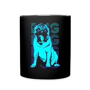 Mops Retro - Tasse einfarbig - Schwarz - Vorne