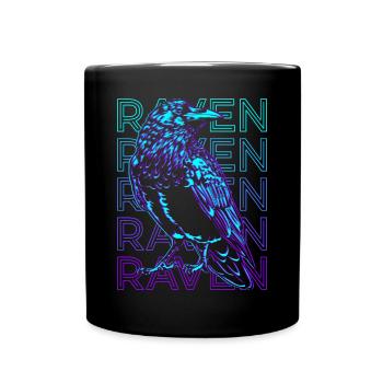 Rabenkrähe Retro - Tasse einfarbig - Schwarz - Vorne