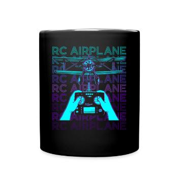 RC-Flugzeug Drohne Retro - Tasse einfarbig - Schwarz - Vorne