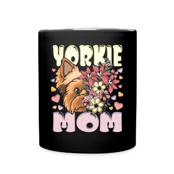 Yorkie Mom Yorkshire Terrier Hund Mama - Tasse einfarbig - Schwarz - Vorne