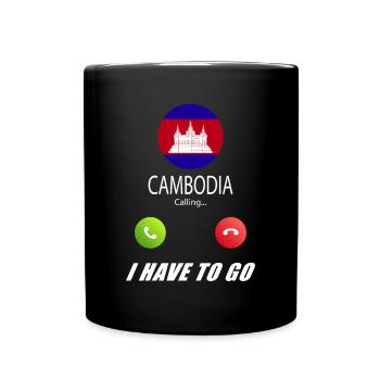 Le Cambodge appelle le slogan du drapeau Lusiger - Mug uni - noir - Devant