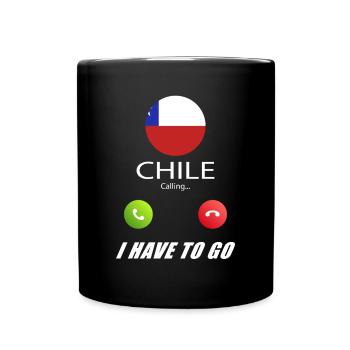 Chile ruft an Lusiger Flaggen Spruch - Tasse einfarbig - Schwarz - Vorne