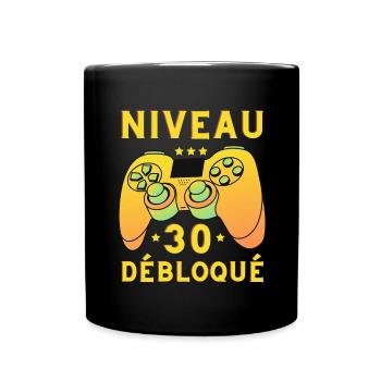 Niveau 30 débloqué jeux vidéo gaming anniversaire - Mug uni - noir - Devant