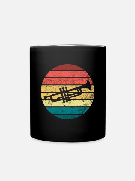 Trumpet Retro - Full Colour Mug - black