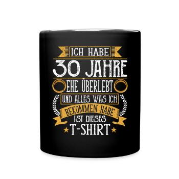 Perlenhochzeit 30 Jahre Verheiratet Hochzeitstag - Tasse einfarbig - Schwarz - Vorne