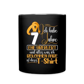 Kupferne Hochzeit 7 Jahre Verheiratet Hochzeitstag - Tasse einfarbig - Schwarz - Vorne