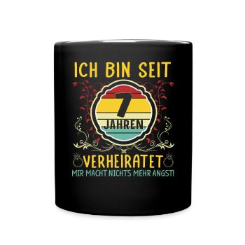 Kupferne Hochzeit 7 Jahre Verheiratet Hochzeitstag - Tasse einfarbig - Schwarz - Vorne