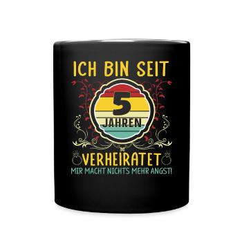 Rosenhochzeit 5 Jahre Verheiratet Hochzeitstag - Tasse einfarbig - Schwarz - Vorne