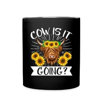 Scottish Highland Cattle Cow - Tasse einfarbig - Schwarz - Vorne