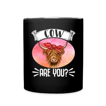 Scottish Highland Cattle Cow - Tasse einfarbig - Schwarz - Vorne