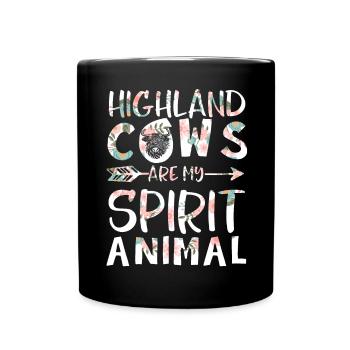Scottish Highland Cattle Cow - Tasse einfarbig - Schwarz - Vorne