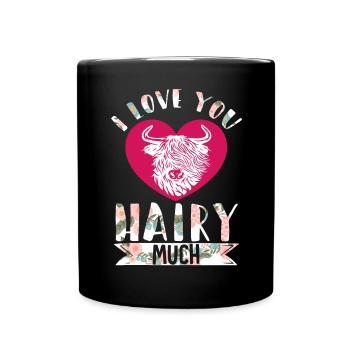 Scottish Highland Cattle Cow - Tasse einfarbig - Schwarz - Vorne