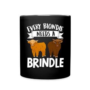 Scottish Highland Cattle Cow - Tasse einfarbig - Schwarz - Vorne