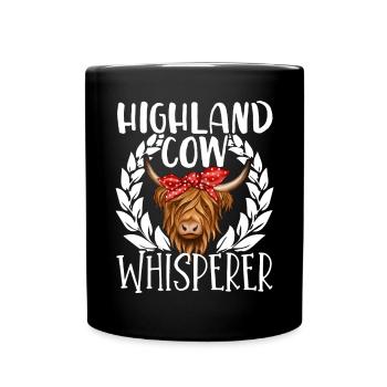 Scottish Highland Cattle Cow - Tasse einfarbig - Schwarz - Vorne