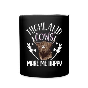 Scottish Highland Cattle Cow - Tasse einfarbig - Schwarz - Vorne