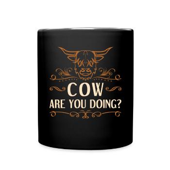 Scottish Highland Cattle Cow - Tasse einfarbig - Schwarz - Vorne